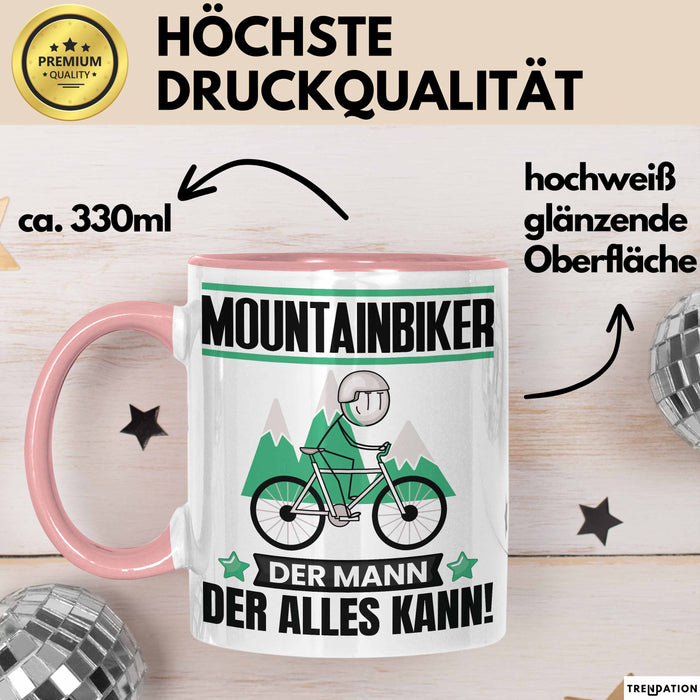 Mountainbiker Tasse Geschenk für Mountainbiker Der Mann Der Alles Kann Geschenkidee zum Geburtstag Rosa Trendation
