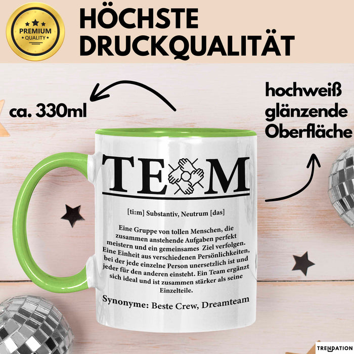 Bürokollege Tasse Geschenkidee Team Definition Kollege Grün Trendation