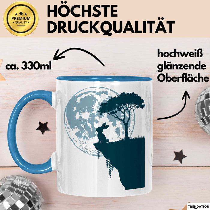 Kaninchen Hase Tierliebhaber Tasse Geschenk Lustige Geschenkidee Spruch Blau Trendation