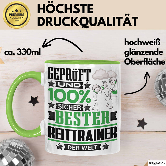 Reittrainer Geschenk Lustiger Spruch für Reittrainer Geschenkidee Bester Reittrainer Der Welt Grün Trendation