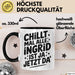 Ingrid Tasse Geschenk Chillt Mal Alle Ingrid Ist Ja Jetzt Da Geschenkidee Becher mit Name Schwarz Trendation