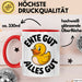 Gelbe Ente Tasse Geschenk Lustige Geschenkidee Spruch Ente gut alles gut Rot Trendation