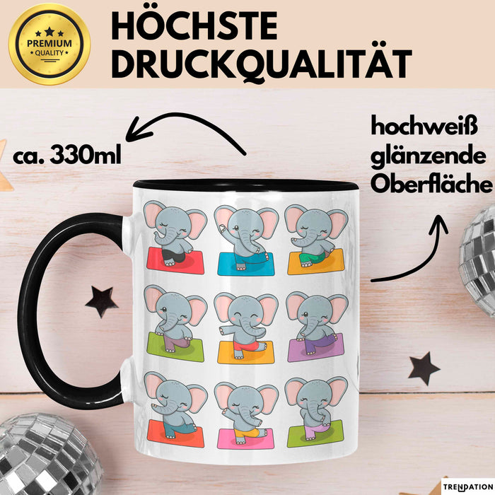 Elefant Tier Tasse Geschenk Lustige Geschenkidee Spruch Elefanten Yoga Schwarz Trendation