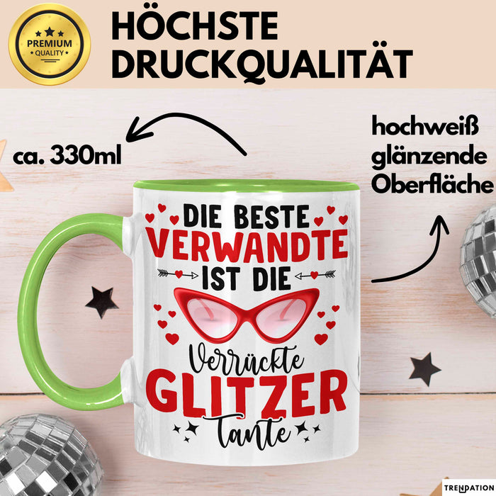 Tante Verwandte Tasse Geschenk Lustige Geschenkidee Spruch Beste Tante Grün Trendation