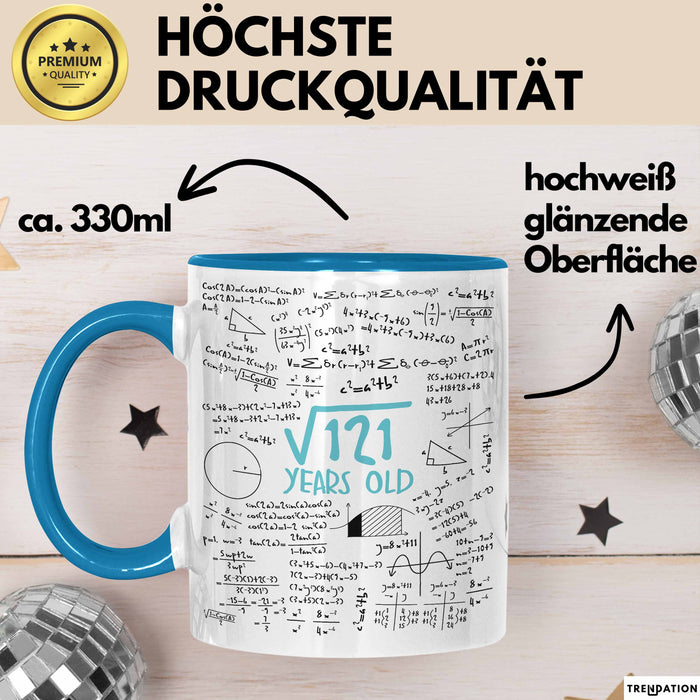 Wurzel aus 121 Tasse Geschenk Mathe Fan 11. Geburtstag Humorvoll Blau Trendation