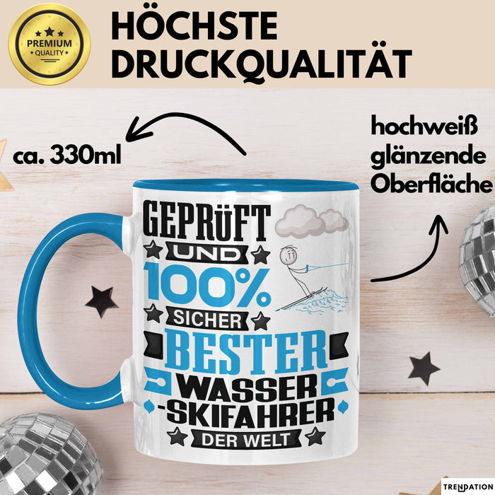 Wasserskifahrer Geschenk Lustiger Spruch für Wasserskifahrer Geschenkidee Bester Wasserskifahrer Der Welt Blau Trendation