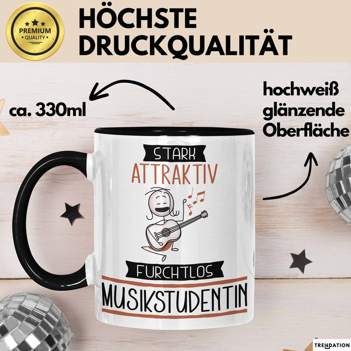 Musikstudentin Tasse Geschenk Becher Stark Attraktiv Furchtlos Musikstudentin Lustige Geschenkidee Trendation