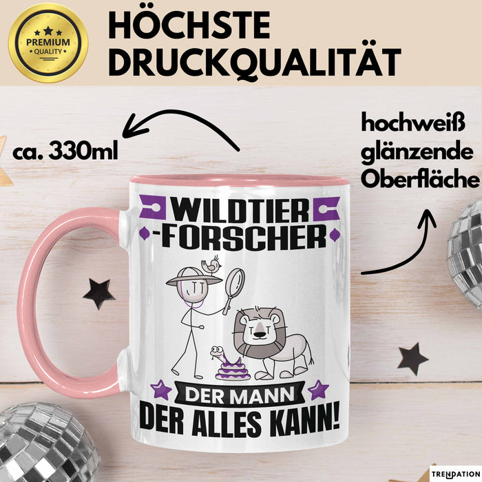 Wildtierforscher Tasse Geschenk für Wildtierforscher Der Mann Der Alles Kann Geschenkidee zum Geburtstag Rosa Trendation