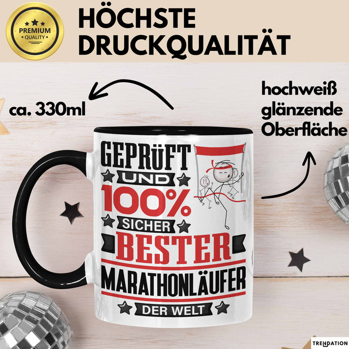 Marathonläufer Geschenk Lustiger Spruch für Marathonläufer Geschenkidee Bester Marathonläufer Der Welt Schwarz Trendation