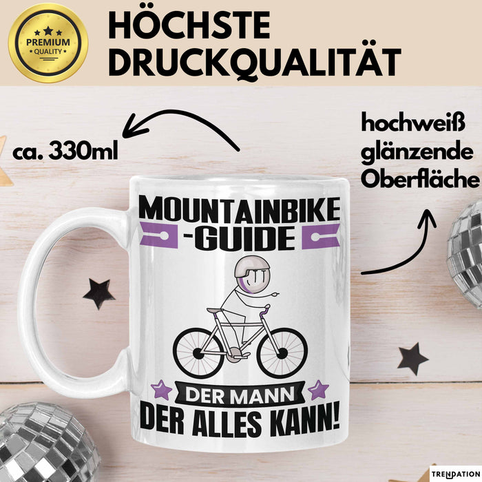 Mountainbike-Guide Tasse Geschenk für Mountainbike-Guide Der Mann Der Alles Kann Geschenkidee zum Geburtstag Weiß Trendation