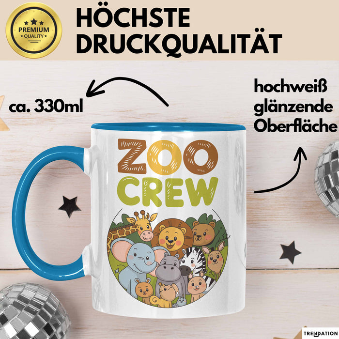 Zoo Tiere Liebhaber Tasse Geschenk Lustige Geschenkidee Spruch Zoo Crew Blau Trendation