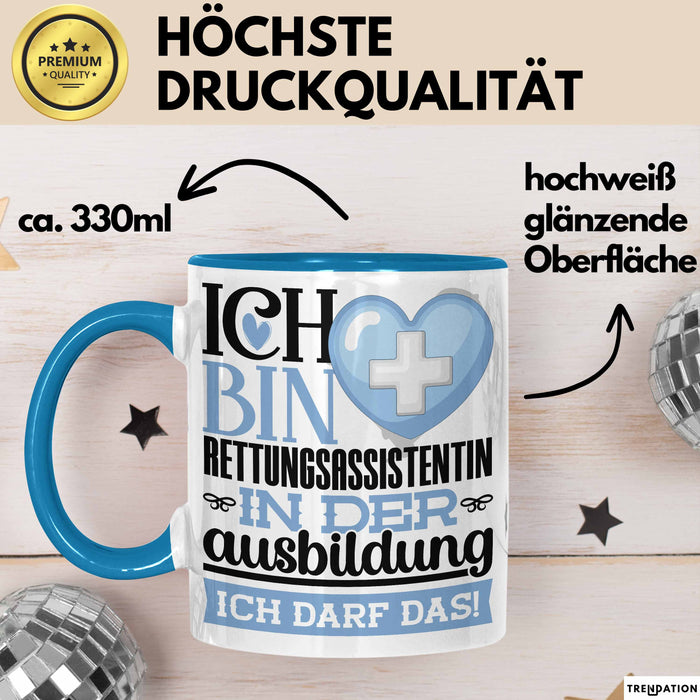Rettungsassistentin Ausbildung Start Geschenk Tasse Ich Bin Rettungsassistentin In Der Ausbildung Ich Darf Das Kaffee-Becher Geschenkidee Blau Trendation