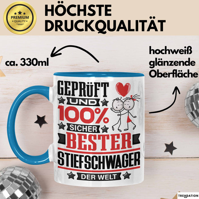 Stiefschwager Geschenk Lustiger Spruch für Stiefschwager Geschenkidee Bester Stiefschwager Der Welt Blau Trendation