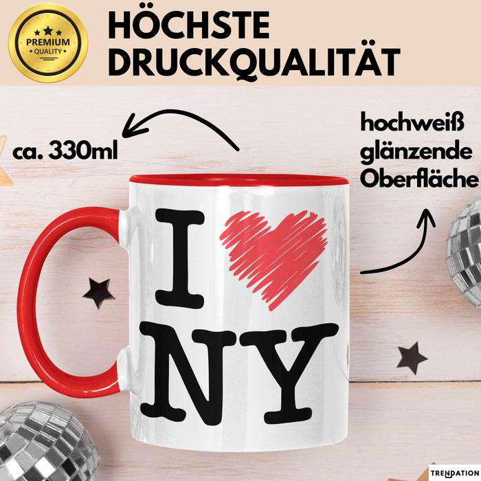 New York City USA Tasse Geschenk Lustige Geschenkidee Spruch Ich Liebe New York Rot Trendation
