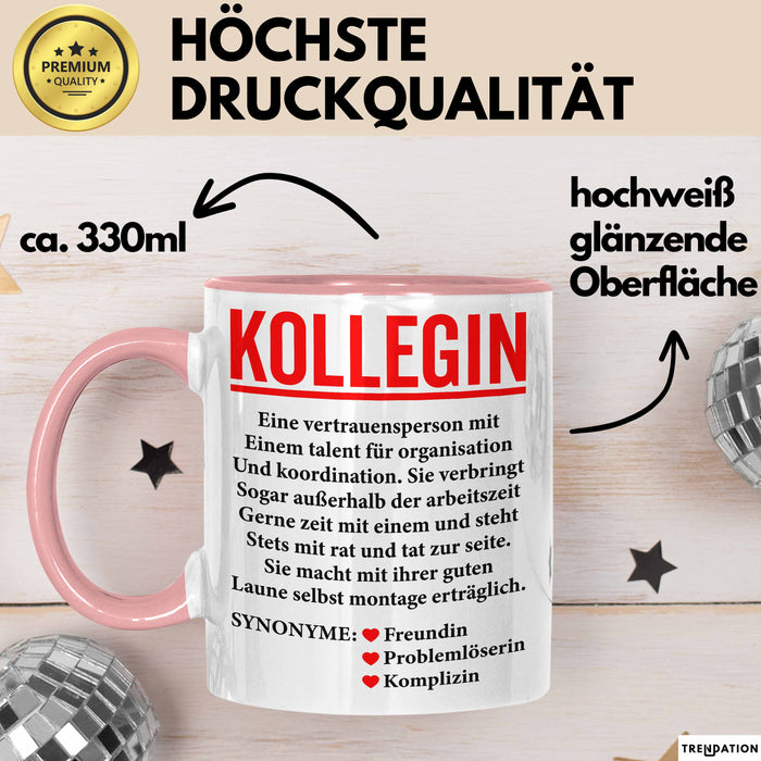 Büroarbeit Kollege Wertschätzung Tasse Geschenk Lustige Geschenkidee Spruch Kollegin Rosa Trendation