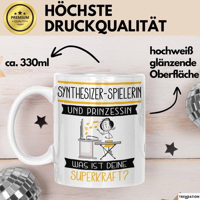 Synthesizer-Spielerin Und Prinzessin Tasse Geschenk Für Eine Synthesizer-Spielerin Geburtstag Was Ist Deine Superkraft Weiß Trendation