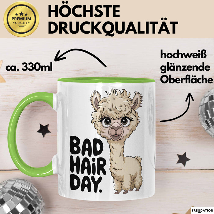 Alpaka Liebhaber Tasse Geschenkidee für Tierfreunde Grün Trendation