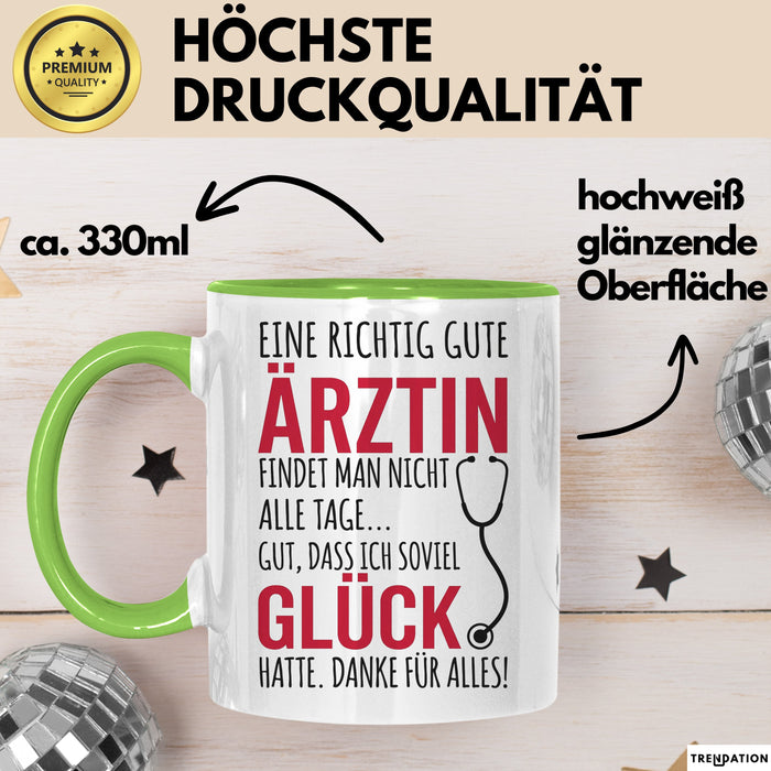 Aerztin Tasse Geschenk Eine Richtig Gute Aerztin Danke Geschenkidee Beruf Grün Trendation