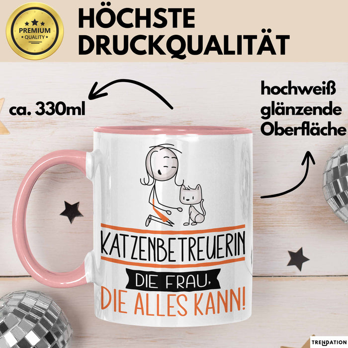 Katzenbetreuerin Geschenk Tasse Becher Die Frau Die Allen Kann Geschenkidee für eine Katzenbetreuerin Lustig Rosa Trendation