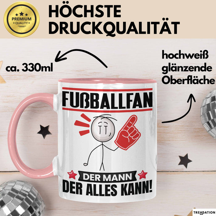 Fußballfan Tasse Geschenk für Fußballfan Der Mann Der Alles Kann Geschenkidee zum Geburtstag Rosa Trendation