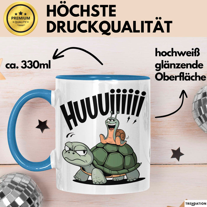 Schildkröte Tierliebhaber Tasse Geschenk Lustige Geschenkidee Spruch Schildkröte Und Schnecke Blau Trendation