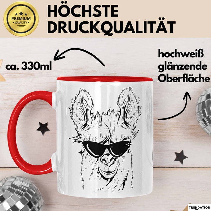Llama Alpaka Tasse Geschenk Lama Geschenkidee für Lama-Fans Rot Trendation