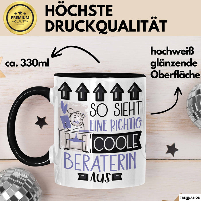 Beraterin Geschenk Tasse Lustig Geschenkidee für Beraterin Geburtstag So Sieht Eine Richtig Coole Beraterin Aus Frauen Spruch Schwarz Trendation