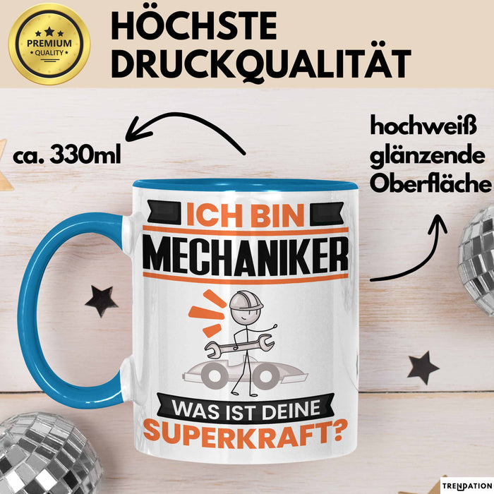 Mechaniker Tasse Geschenk für Mechaniker Geburtstag Lustiger Spruch Kaffee-Becher Was Ist Deine Superkraft Trendation