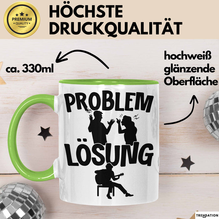 Gitarrist Tasse Geschenk für Gitarrenspieler Männer Geschenkidee Problem und Lösung Gitarre Grün Trendation