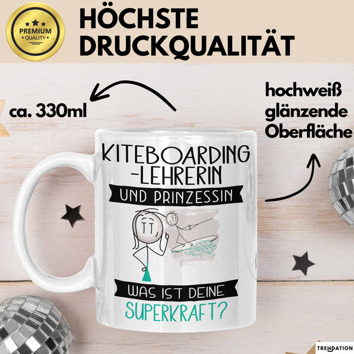 Kiteboarding-Lehrerin Und Prinzessin Tasse Geschenk Für Eine Kiteboarding-Lehrerin Geburtstag Was Ist Deine Superkraft Weiß Trendation