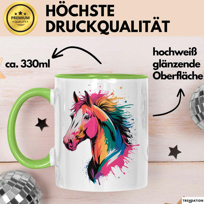 Pferde Tierliebhaber Tasse Geschenk Lustige Geschenkidee Spruch Grün Trendation