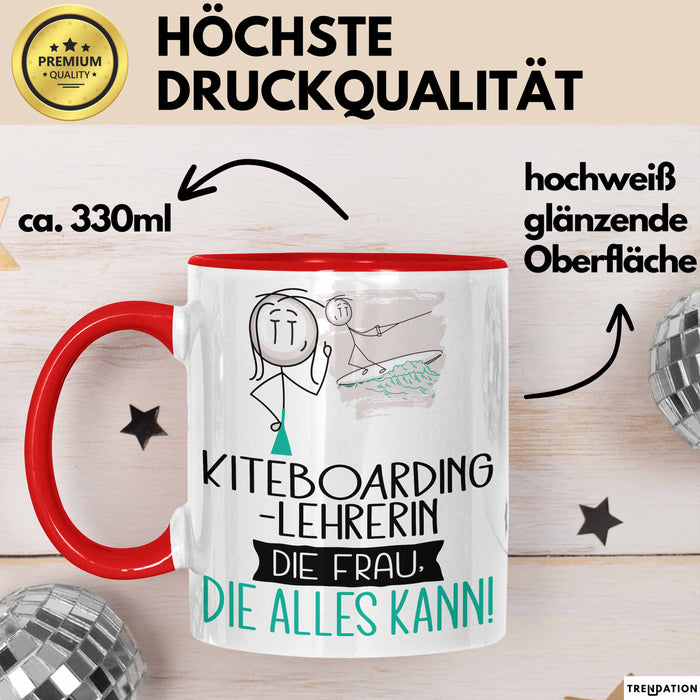 Kiteboarding-Lehrerin Geschenk Tasse Becher Die Frau Die Allen Kann Geschenkidee für eine Kiteboarding-Lehrerin Lustig Rot Trendation