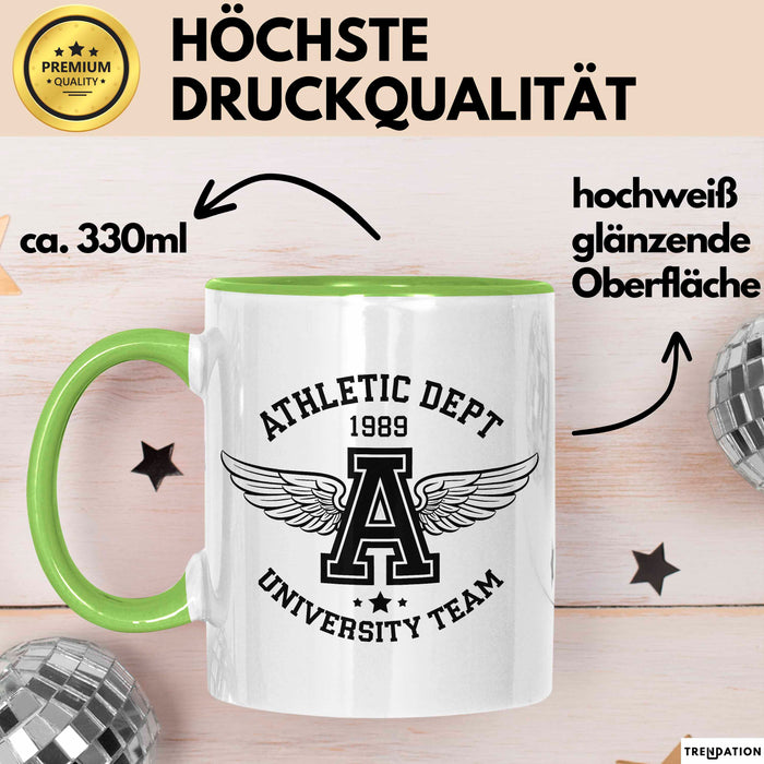 Sportabteilung Universitätsmannschaft Tasse Geschenk Lustige Geschenkidee Spruch Grün Trendation