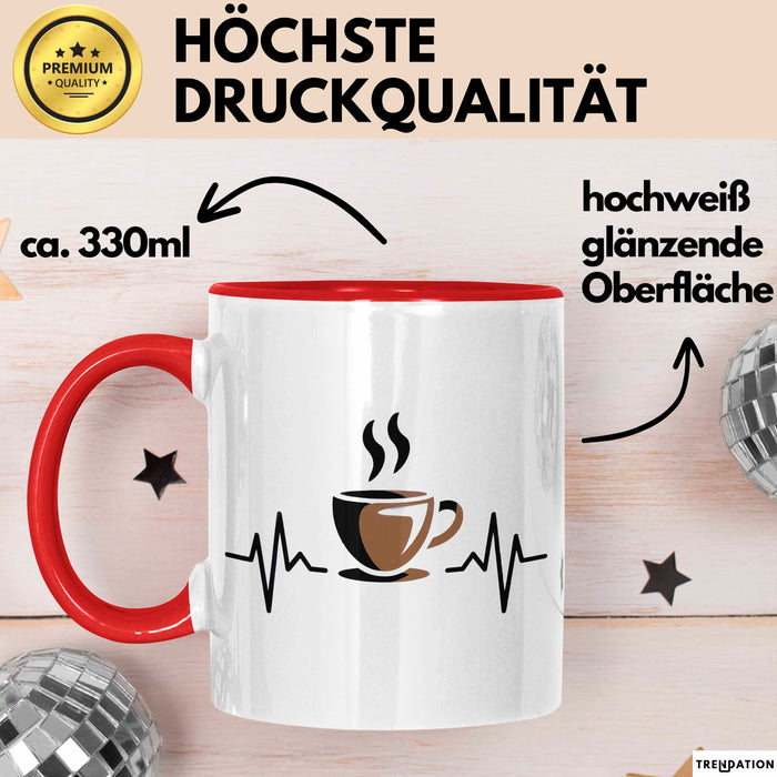 Kaffee Junkie Tasse Geschenkidee für Koffeinliebhaber Rot Trendation