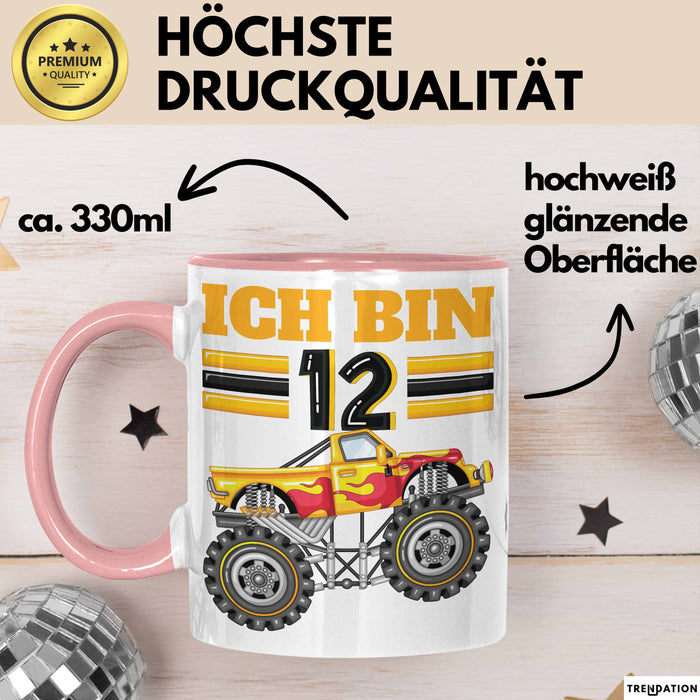 12. Geburtstag Geschenk Tasse Becher Jungs Trucks Geburtstagsgeschenk Ich Bin 12 Rosa Trendation