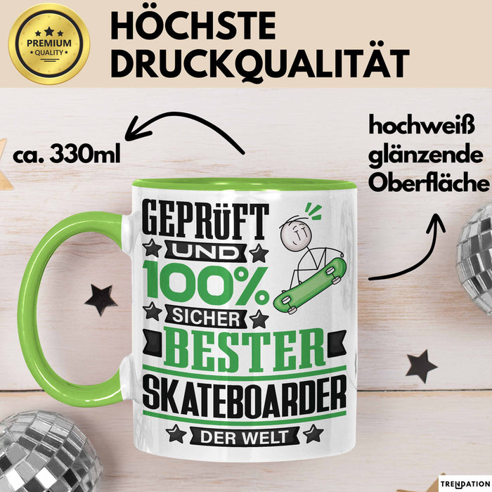 Skateboarder Geschenk Lustiger Spruch für Skateboarder Geschenkidee Bester Skateboarder Der Welt Grün Trendation