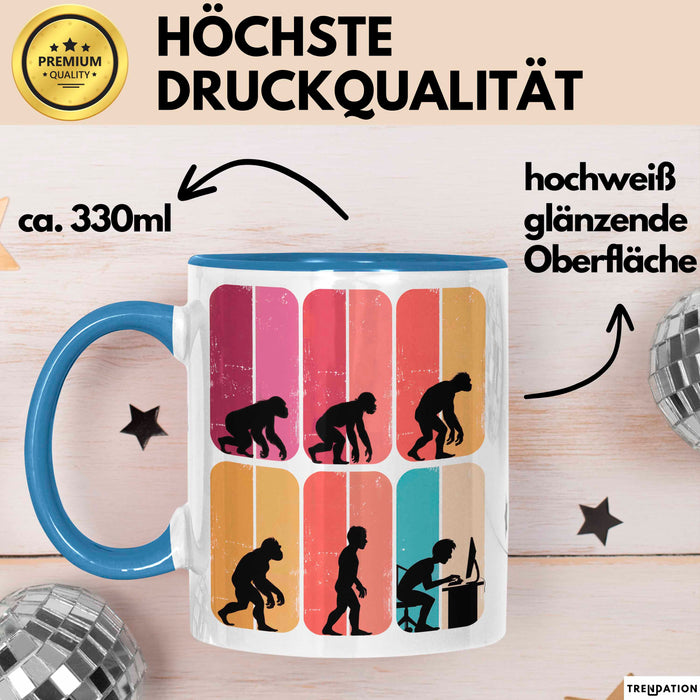 Gamer PC Gaming Liebhaber Tasse Geschenk Lustige Geschenkidee Spruch Gamer Evolution Blau Trendation