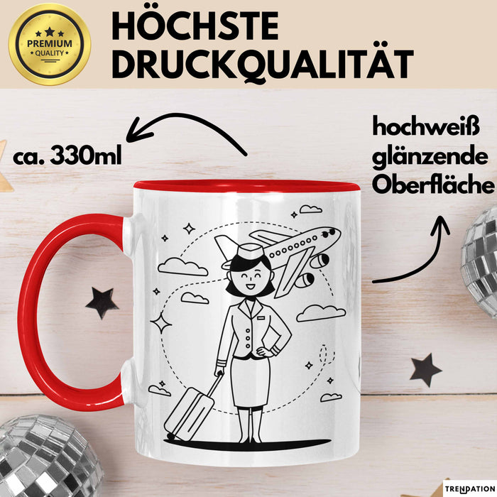 Flugbegleiter Tasse Geschenk Lustige Geschenkidee Spruch Für Reise Crew Rot Trendation