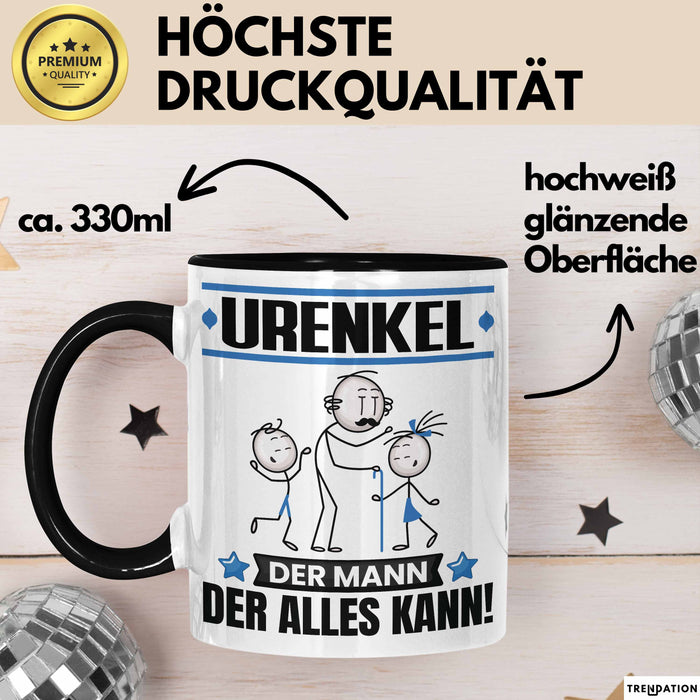 Urenkel Tasse Geschenk für Urenkel Der Mann Der Alles Kann Geschenkidee zum Geburtstag Schwarz Trendation