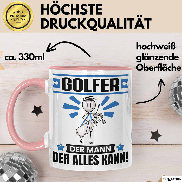 Golfer Tasse Geschenk für Golfer Der Mann Der Alles Kann Geschenkidee zum Geburtstag Rosa Trendation