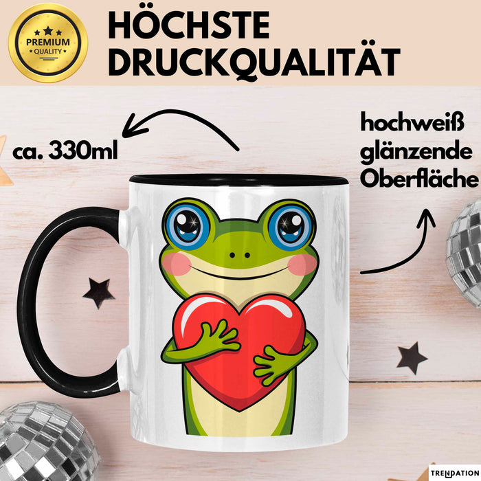 Frosch Herz Tasse Geschenk Lustige Geschenkidee Spruch Schwarz Trendation