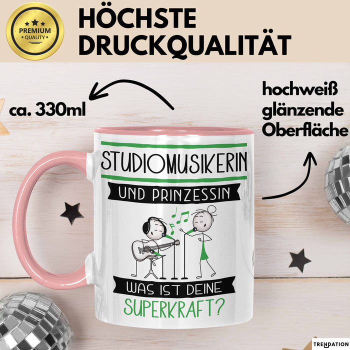 Studiomusikerin Und Prinzessin Tasse Geschenk Für Eine Studiomusikerin Geburtstag Was Ist Deine Superkraft Rosa Trendation