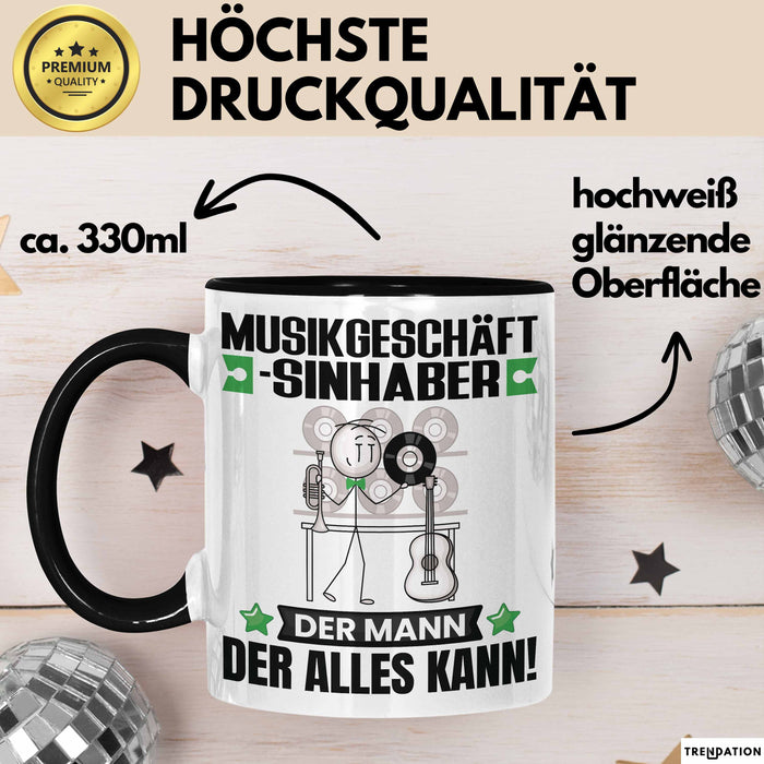 Musikgeschäftsinhaber Tasse Geschenk für Musikgeschäftsinhaber Der Mann Der Alles Kann Geschenkidee zum Geburtstag Schwarz Trendation