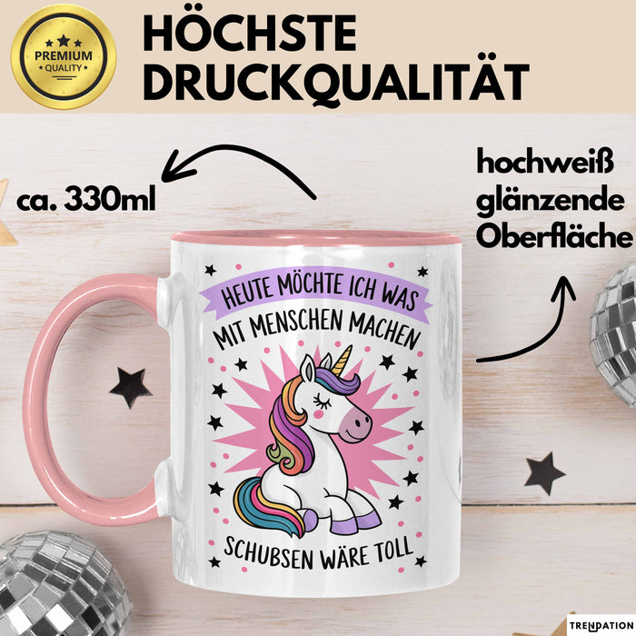 Sarkasmus Sarkastisch Tasse Geschenk Lustige Geschenkidee Spruch Heute Möchte Ich Was Mit Menschen Machen Rosa Trendation