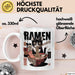 Katzen Tierliebhaber Tasse Geschenk Lustige Geschenkidee Spruch Katze Isst Ramen Nudeln Weiß Trendation