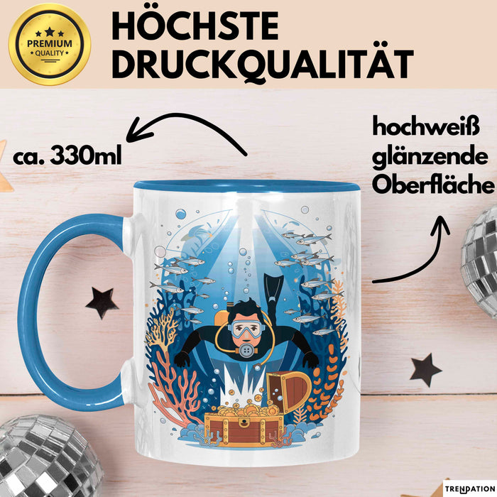 Taucher Tasse Geschenk Lustige Geschenkidee Spruch Für Ozean Abenteurer Blau Trendation