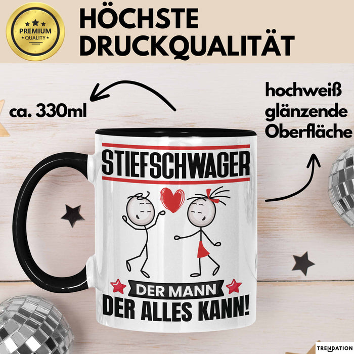 Stiefschwager Tasse Geschenk für Stiefschwager Der Mann Der Alles Kann Geschenkidee zum Geburtstag Schwarz Trendation