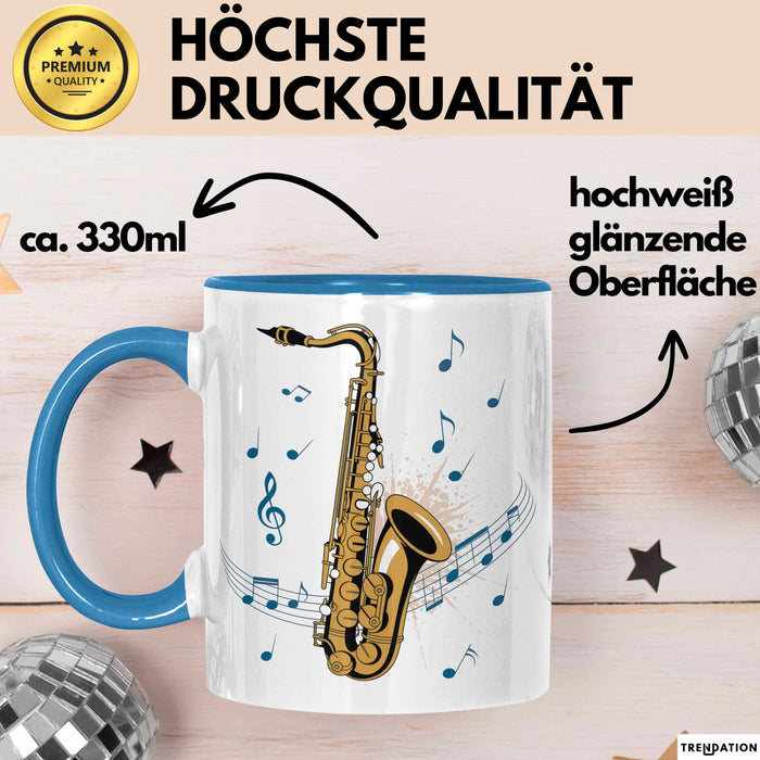 Saxophonspieler Tasse Geschenk Lustige Geschenkidee Spruch Blau Trendation