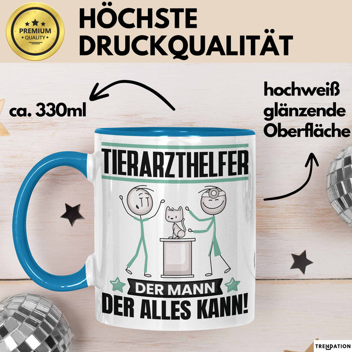 Tierarzthelfer Tasse Geschenk für Tierarzthelfer Der Mann Der Alles Kann Geschenkidee zum Geburtstag Blau Trendation
