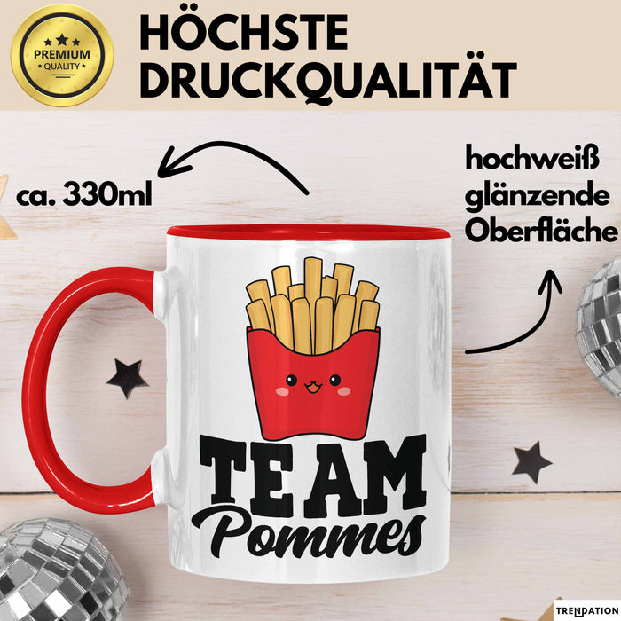 French Fries Tasse Pommes Frites Team Fritten Fans Rot Trendation